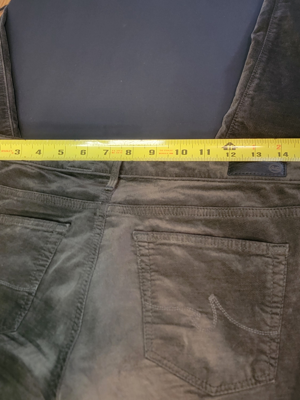 AG Adriano Goldschmied The Legging Super Skinny Green Velvet Holiday Pants  28R - Picture 9 of 9